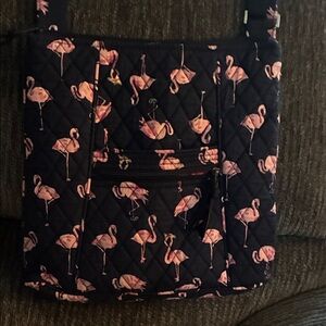 Flamingo Pattern Quilted Crossbody Bag